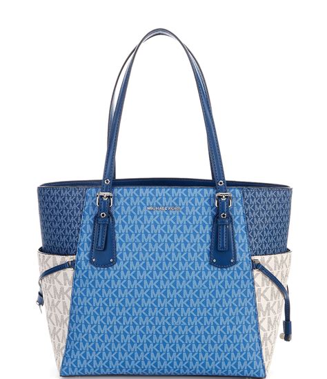 michael kors striped large east west tote|Michael Kors voyager signature tote.